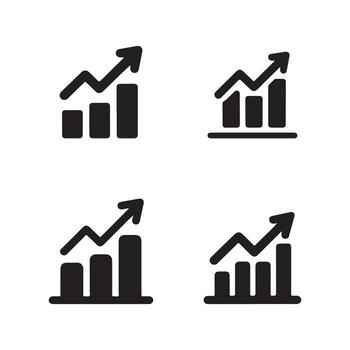 Growth Chart Solid Icons Set for Analytics vector