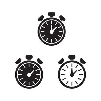 Time Tracking Tool Solid Icons Set vector