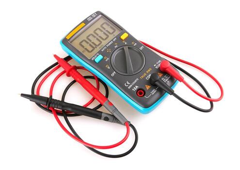 Digital multimeter isolated on white backs photo