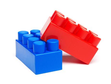 Plastic building block isolated photo