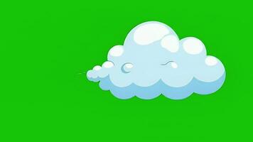 Cartoon Cloud Animation on Green Screen Background for Weather and Sky Effects. video