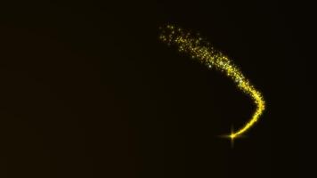 Sparkling glitter star dust trail particle magic tail. Abstract background with golden particles trail. Gold shiny background. golden fairy dust and beautiful bokeh on a black background. video