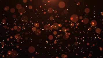 bokeh partiklar. skön lysande röd-guld partiklar stigande uppåt. bakgrund med ljus partiklar på en mörk bakgrund. sömlös slinga, 4k video