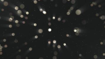 partículas com uma bokeh efeito mosca através a ar. uma fundo do emissor de luz poeira partículas e lindo bokeh. desatado looping 4k . video