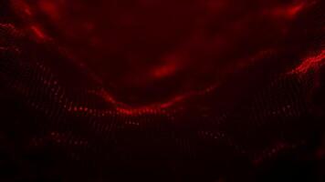 Animation of a red particle wave. A high-tech background with glowing particles, a swirling surface of dots forming a complex spiral structure. 4K, seamless loop. video