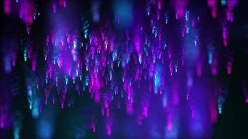 caduta particelle. colorato splendente sfondo con flussi di bokeh particelle. Magia particelle. astratto sfondo con colorato luci. video