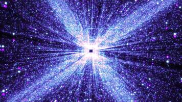 un astratto futuristico scena di un' mondo cibernetico, un' fantascienza particella tunnel. un' High Tech digitale corridoio. un' tecnologico raggiante superficie, un' neon notte scena, un' scientifico fondale video