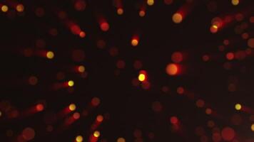 bokeh partículas. lindo ouro vermelho partículas com a velho filme efeito. fundo com luz partículas em uma Sombrio fundo. desatado laço, 4k video