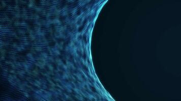 Abstract digital particle waves with light. Particle waves background, data flow, cyber technology. Seamless loop 4k . video