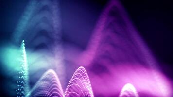 Colorful gradient particles form a wave. Bokeh animation. Glowing background. Abstract animation of a high-tech digital wave. 4K, seamless loop. video