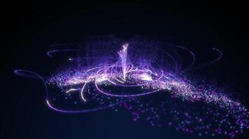 Abstract futuristic background, moving and glowing particle spiral of waves and lines, particle rotation, science, technology, sci-fi, seamless loop, 4k. video