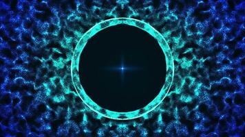 resumen brillante ola de partículas y puntos alrededor un agujero. futurista y digital fondo, 4k, sin costura bucle. video
