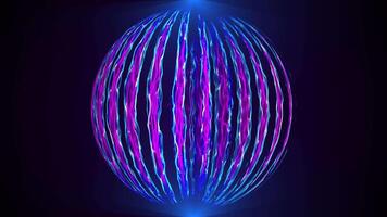 resumen esfera formado desde ondulado líneas de partículas, brillante esfera, energía pelota brillante brillantemente con rayos de luz, mágico olas desde partículas y puntos, digital resumen antecedentes. sin costura lazo video