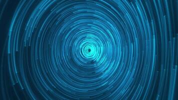 túnel de hilado partículas resumen giratorio partícula remolinos, partícula vórtice. alta tecnología futurista espiral. giratorio arremolinándose antecedentes. video