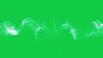 animación de un espiral partícula ola. alto tecnología antecedentes con brillante partículas, un arremolinándose superficie de puntos formando un complejo espiral estructura. croma llave - verde pantalla. 4k, sin costura bucle. video