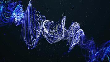 Animation of a spiral particle wave. High-tech background with glowing particles, a swirling surface of dots forming a complex spiral structure. 4K, seamless loop. video