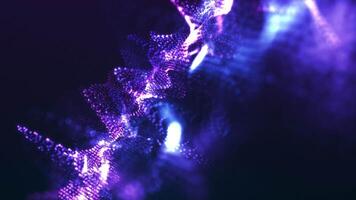 animación de un espiral partícula ola. un vistoso, alta tecnología antecedentes con brillante partículas, un arremolinándose superficie de puntos formando un complejo espiral estructura. 4k, sin costura lazo video