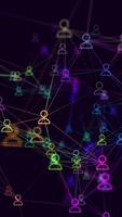 uma rede do colorida conectado do utilizador ícones, simbolizando digital comunicação, social meios de comunicação, trabalho em equipe, e global conectividade. perfeito para negócios, tecnologia, e trabalho em rede projetos. video