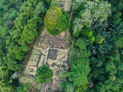 A breathtaking drone shot of the terraced megalithic site, revealing its scale and unique layout from above photo