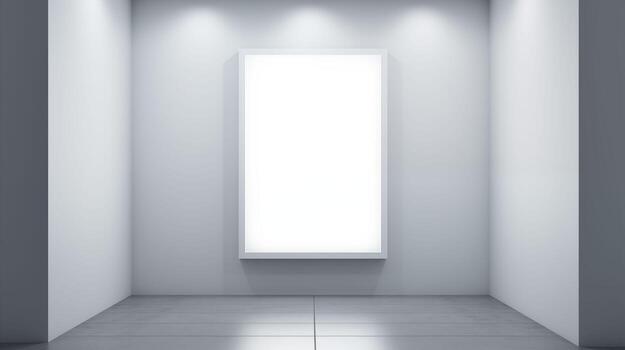 empty room with a white wall and a large window photo