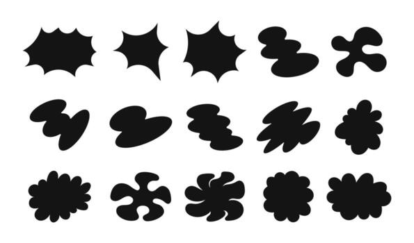 Set of black abstract shapes for design elements vector
