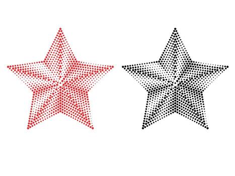 Abstract geometric red and black star shape with a halftone effect design vector