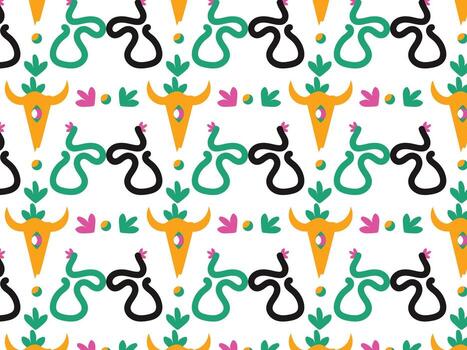 Abstract Bulls and Decorative Shapes - Repeating Motif background pattern vector