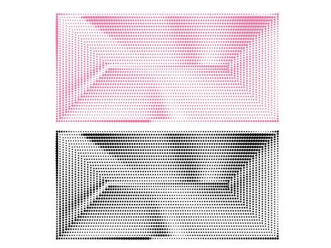 Abstract geometric pink and black rectangle shape with a halftone effect design vector