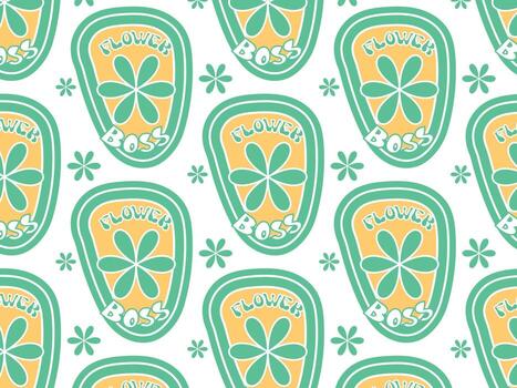 Abstract retro floral emblem repeats background pattern vector
