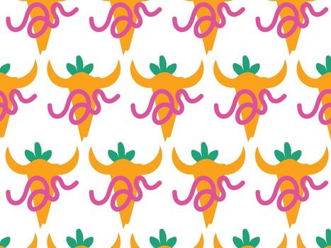 Boho Desert Skull Seamless background pattern Design vector