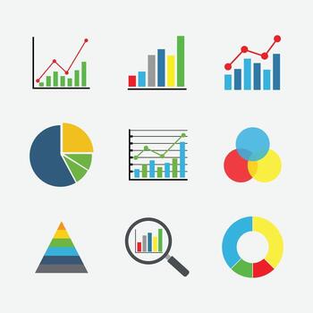 diverso estadístico datos presentación íconos vector