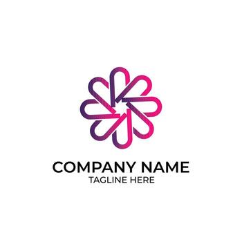 Modern Abstract Circular Logo with Gradient Interconnected Loops vector