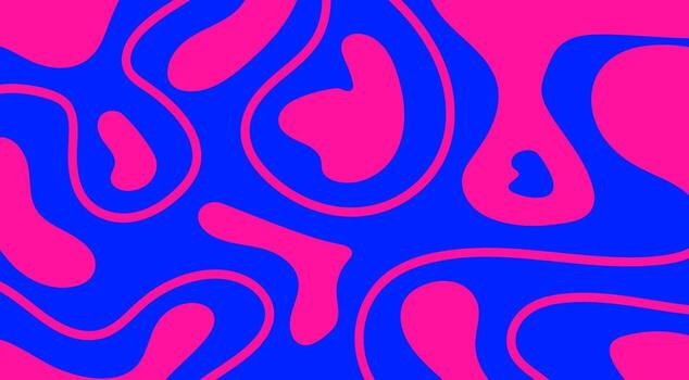 un psicodélico estilo retro rosado y azul resumen ondulado antecedentes. ondas, remolinos, y distorsionado formas formar dinámica óptico patrones. vector
