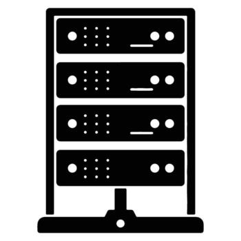 Modern Data Server Rack Icon for Web Hosting, Cloud Computing, and Network Infrastructure Management Solutions vector