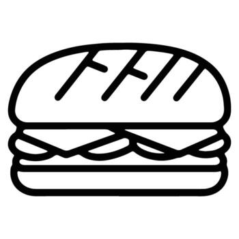Simple outline drawing of a sandwich with multiple layers representing a delicious and classic meal option vector