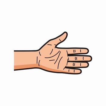 Illustration of a Right Hand with Open Palm Facing Forward Showing Fingers and Palm Lines vector