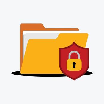 carpeta con bloquear proteger icono representando datos seguridad y proteccion palabras clave, carpeta, documento vector