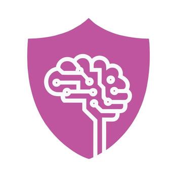 proteger con estilizado cerebro y circuito tablero modelo mente inteligencia vector