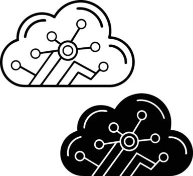 nube informática red conexión icono contorno y sólido vector