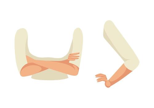 Woman Character Arms Folded and Bend as Constructor with Separated Body Part Set vector