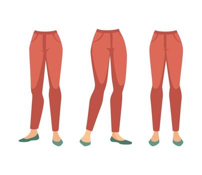 Woman Character Legs in Red Pants as Constructor with Separated Body Part Set vector