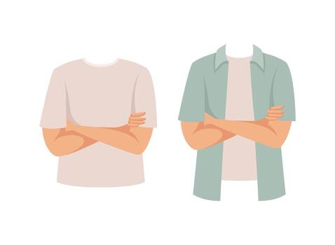 Man Character Folded Arms as Constructor with Separated Body Part Set. vector