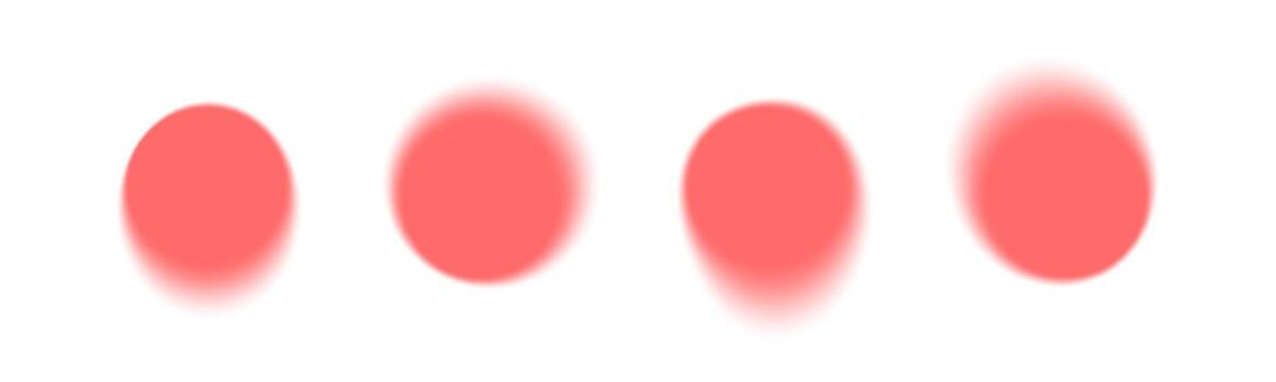 y2k aura difuminar circulo formas en coral rojo con suave degradado bordes retro estético difundido elementos vector