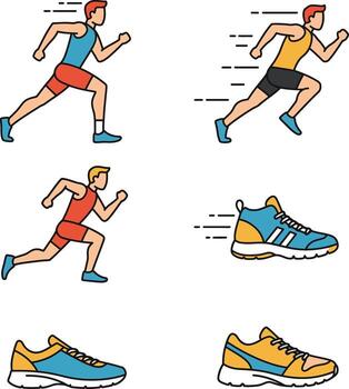 Running man icon set vector
