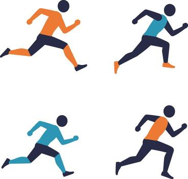 Four different running man icons in different colors vector