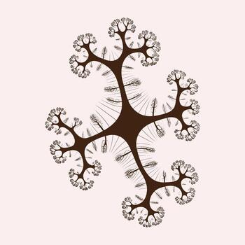 Brown fractal branching pattern with detailed textures on a light pink background vector