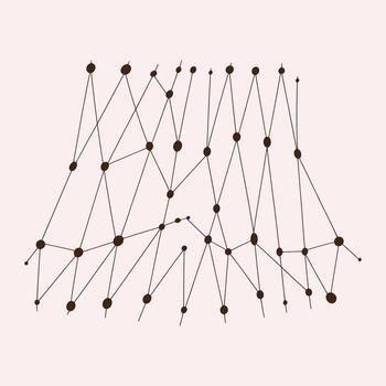 oscuro marrón resumen red de puntos y líneas en pálido rosado antecedentes conexión vector