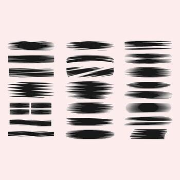 colección de negro resumen cepillo carrera formas en pálido rosado antecedentes gráfico diseño elemento vector