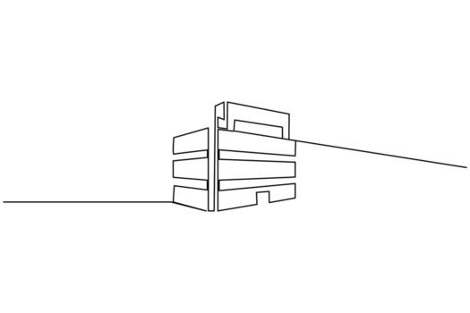 Skyscraper office building single line art minimalist continuous drawing concept vector