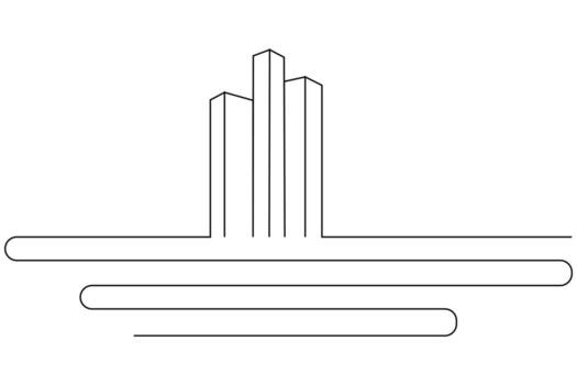 Minimalist one line drawing of office building simple outline urban architecture illustration vector